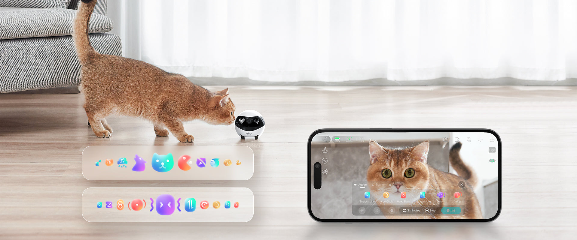 EBO Air 2 companion robot: Multiple Pet-Play Movements and Sound Effects