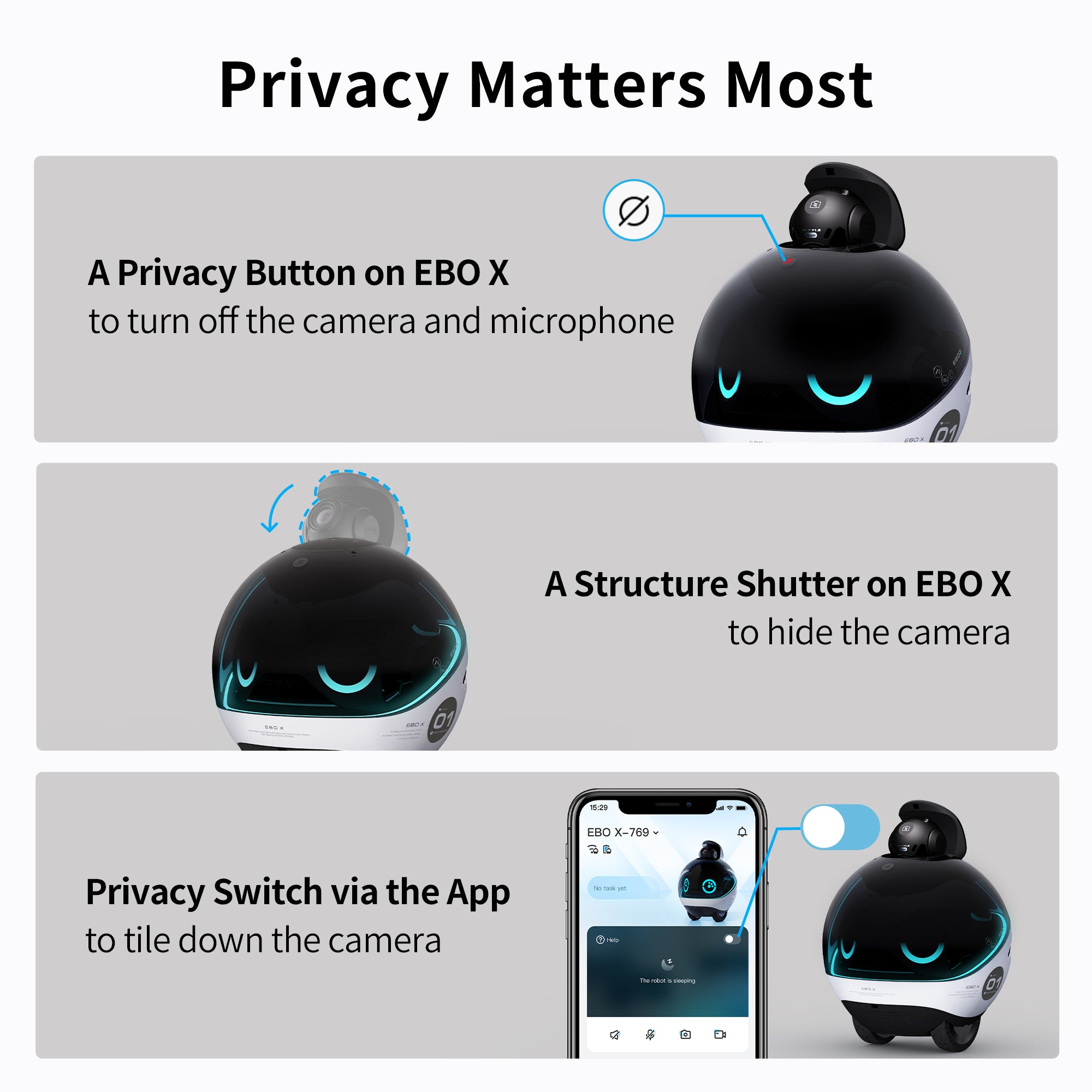 Enabot EBO X Smart Home Companion Robot with Alexa Built-in.