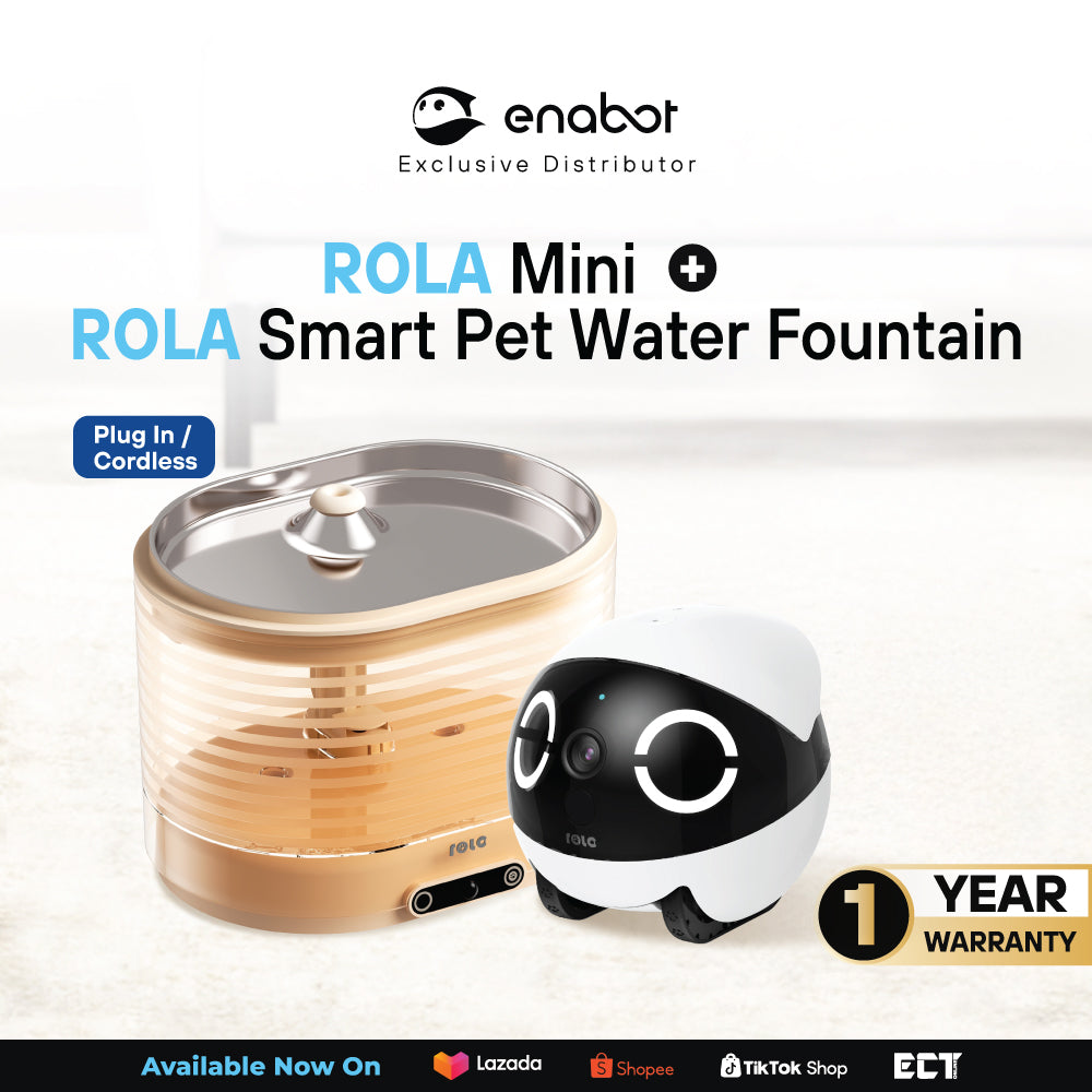 [BUNDLE] Enabot ROLA Mini + ROLA Smart Water Fountain (Plug-In/Cordless)