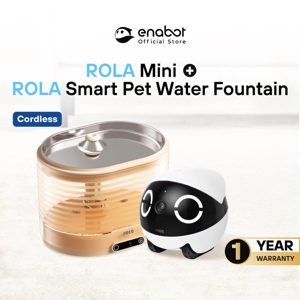 [BUNDLE] Enabot ROLA Mini + ROLA Smart Water Fountain (Plug-In/Cordless)