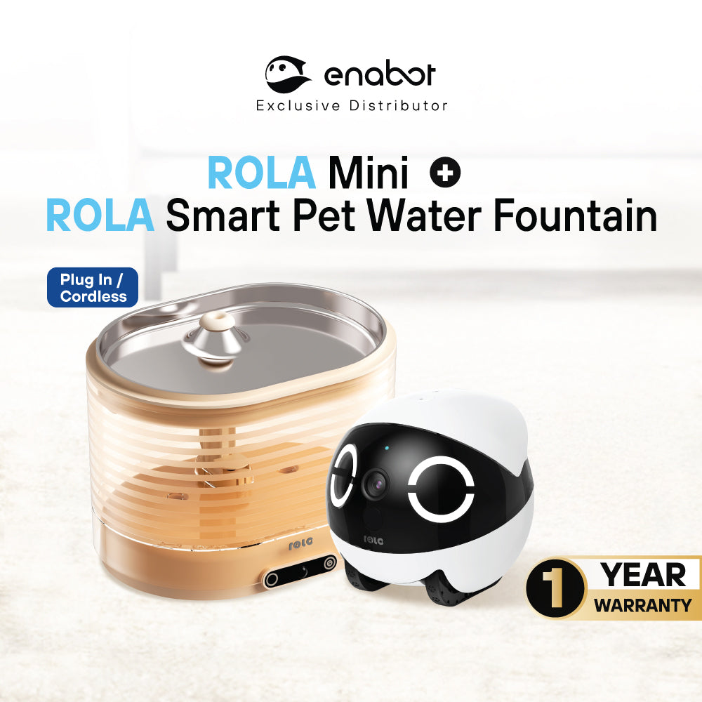 [BUNDLE] Enabot ROLA Mini + ROLA Smart Water Fountain (Plug-In/Cordless)